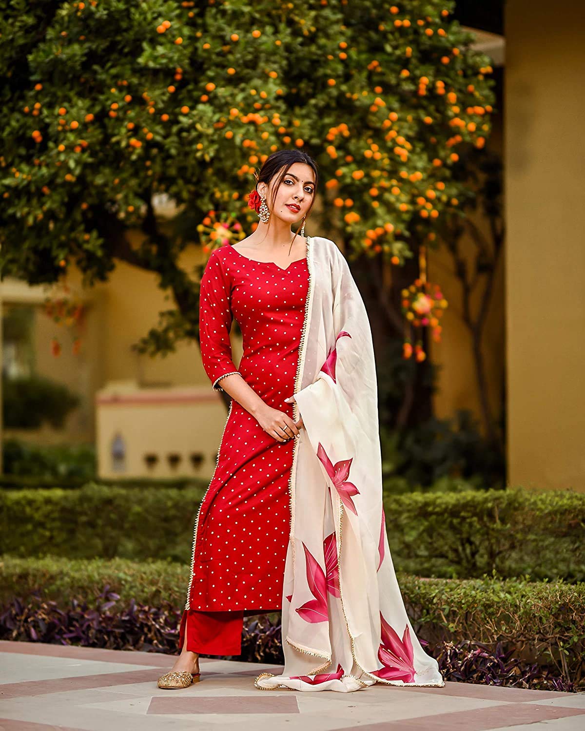 ANNI DESIGNER Women Rayon Printed Straight Kurta With Palazzos & Dupatta (DEB-RAYON SET10)