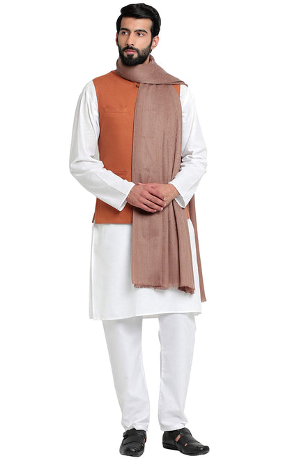 Weavers Villa MenS Plain Self Design Pure Wool Lohi/Woollen Shawl, 125Cm X 250Cm