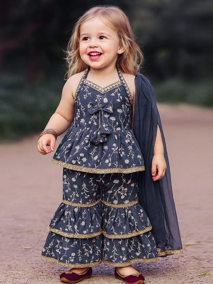 A.T.U.N. (ALL THINGS UBER NICE) Girls Kurti, Sharara and Dupatta Set | Comfortable Ethnic Wear Clothing Set