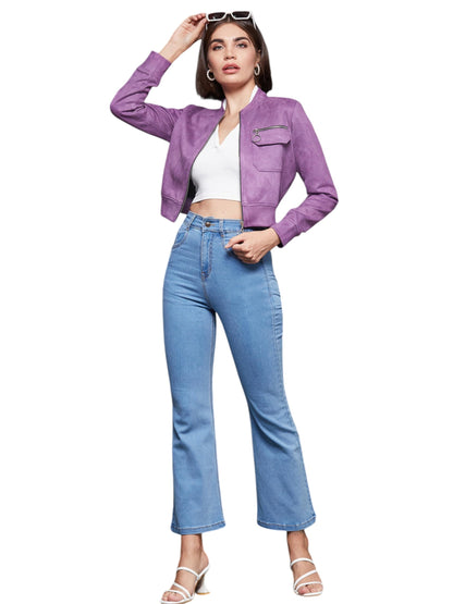Miss Chase Womens Mandarin Collar Full-Sleeve Jacket (MCAW24JKT99-25-241-06, Dark Lavender, XL)