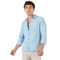 Campus Sutra Mens Light Blue Textured Button Up Spread Collar Shirt for Casual Wear | Regular Fit | Poly Lycra Shirt Crafted wi