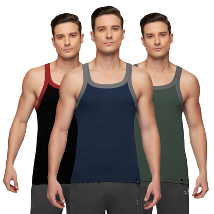 XYXX Mens Super Combed Cotton Square Neck Knitted Vest - High Moisture Absorbing Innerwear for Men with Anti-Bacterial Silver F