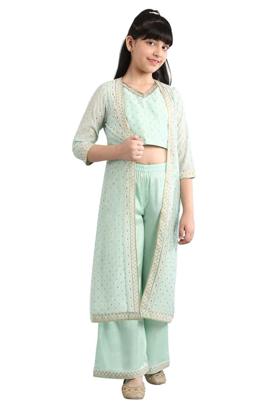 Aurelia Green Kurta-Tights Girls Set
