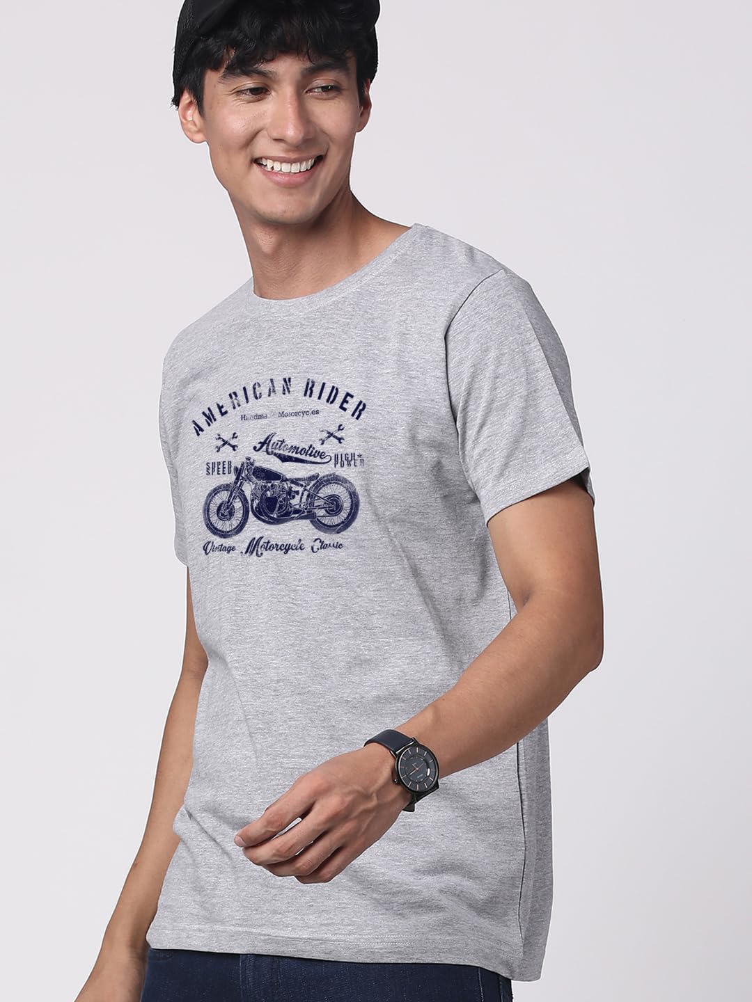 ADRO Men's Regular Fit T-Shirt (RNR-M-AME-GR)