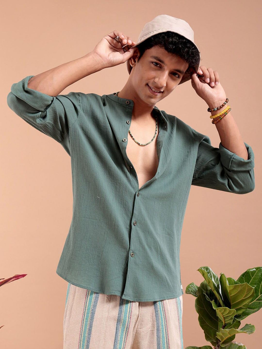The Indian Garage Co Mens Slim Fit Shirt (0923-SHHTRS-03_Black