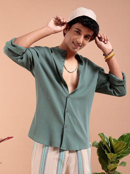 The Indian Garage Co Mens Slim Fit Shirt (0923-SHHTRS-03_Black