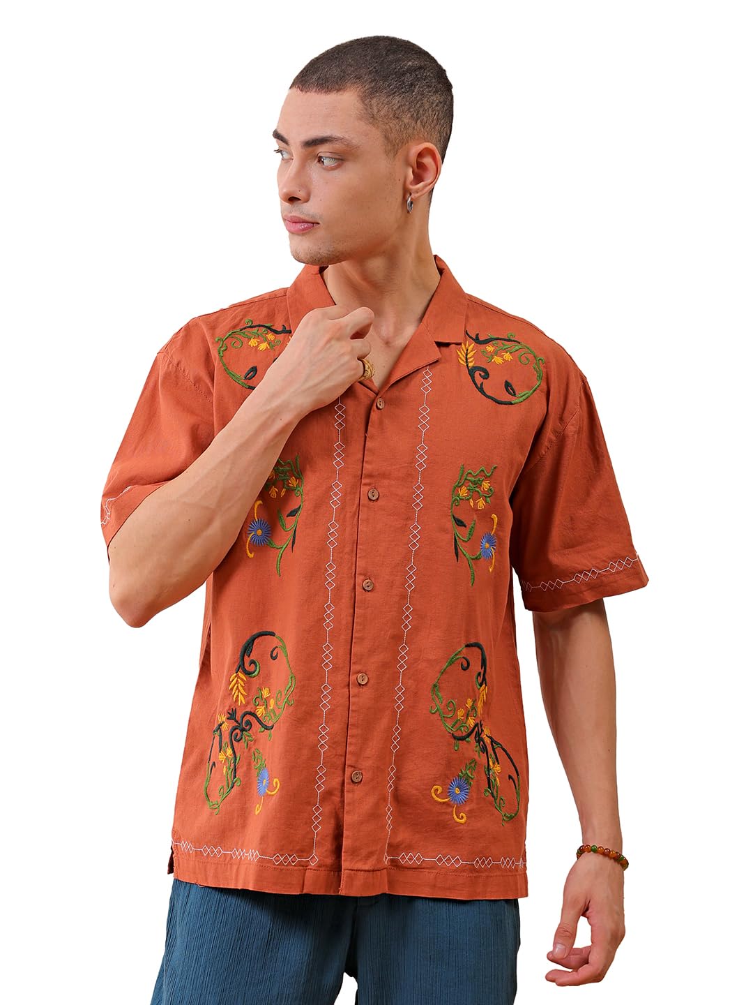 The Indian Garage Co Mens Relaxed Fit Shirt (0823-SHEMRS-12-01_Rust