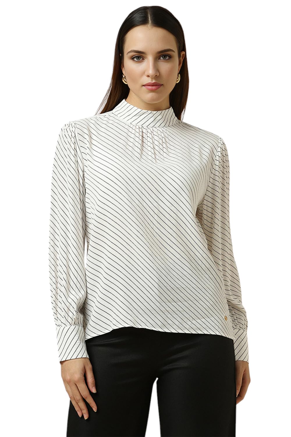 Allen Solly Women Regular Fit Striped Formal Full Sleeve Top