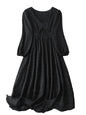 Shasmi Womens & Girls Black Dress For Women Midi, One Piece Dress For Womens Casual Dress, Solid Textured Lantern Sleeve Tie Fro
