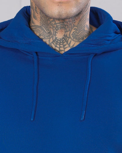 ADRO Mens Cotton Neck Hooded Sweatshirt (H24-M-PLN-RB_Royal Blue