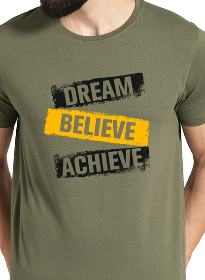 ADRO Mens Dream Believe Achieve Printed T-Shirt (R22-M-DBA-OL_Olive)