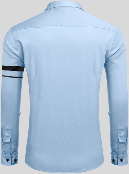 Zartha MenS Regular Fit Striped Pattern Cotton Blend Shirt With Spread Collar Long Sleeve And Standard Length | Shirt For Man S