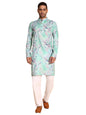Vardha MenS Cotton Kurta With Impressionist Digital Print Pattern Long Kurtas, Regular Mandarin Collar Straight Fit Printed Kur
