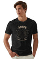 Peppyzone Mens Regular Fit T-Shirt (PZ-ZodiacAries6002_Black