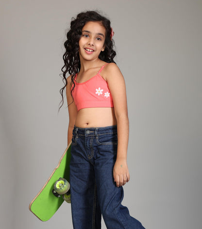 Kyda Kids Girls Antibacterial Cotton Printed Non Padded, Beginners Bra For Girls (Pack Of 3)