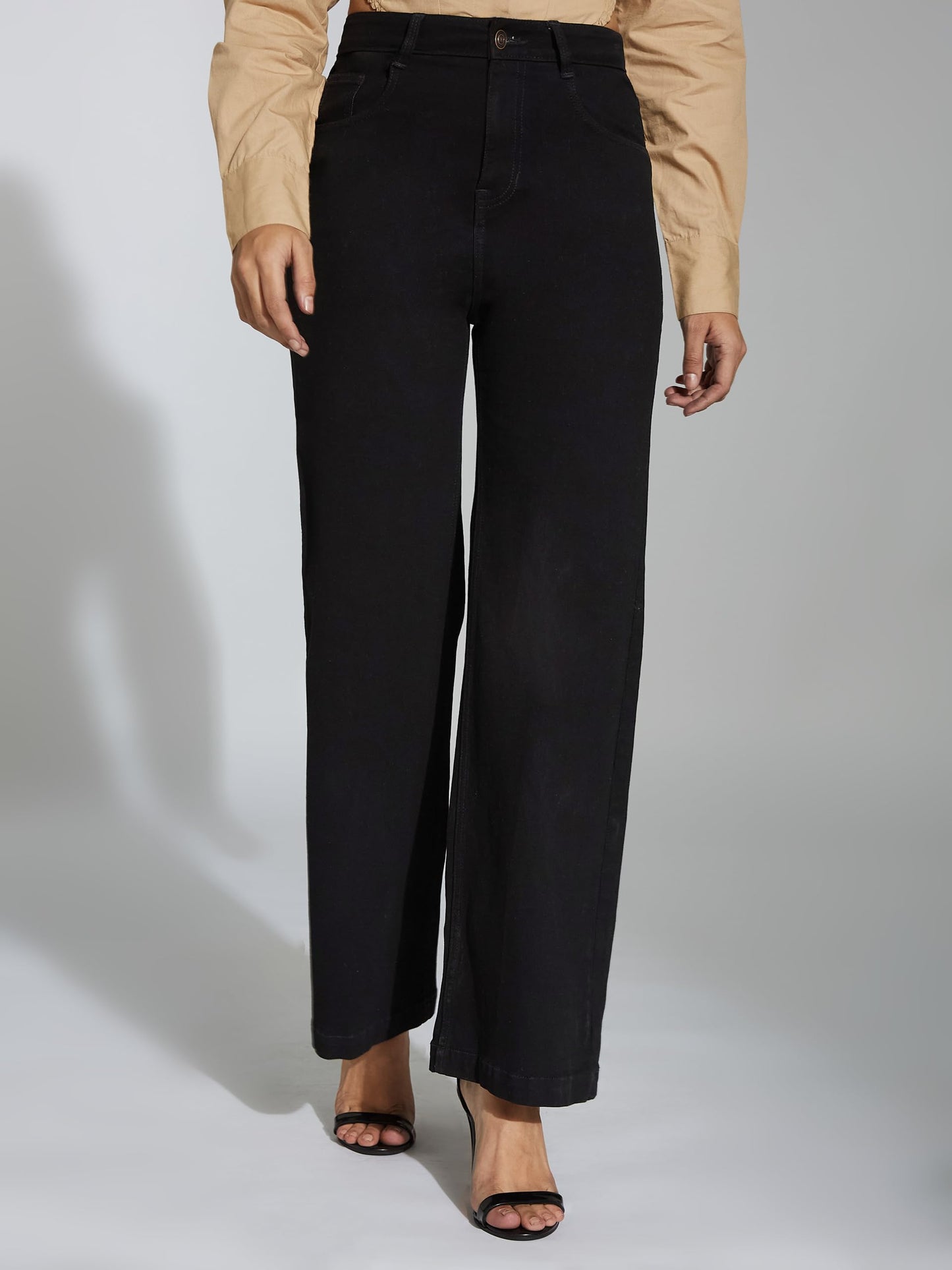 Miss Chase WomenS Wide Leg High Regular Stretchable Denim Pant (Mcss24Den13-06-187-30, Green, 30)