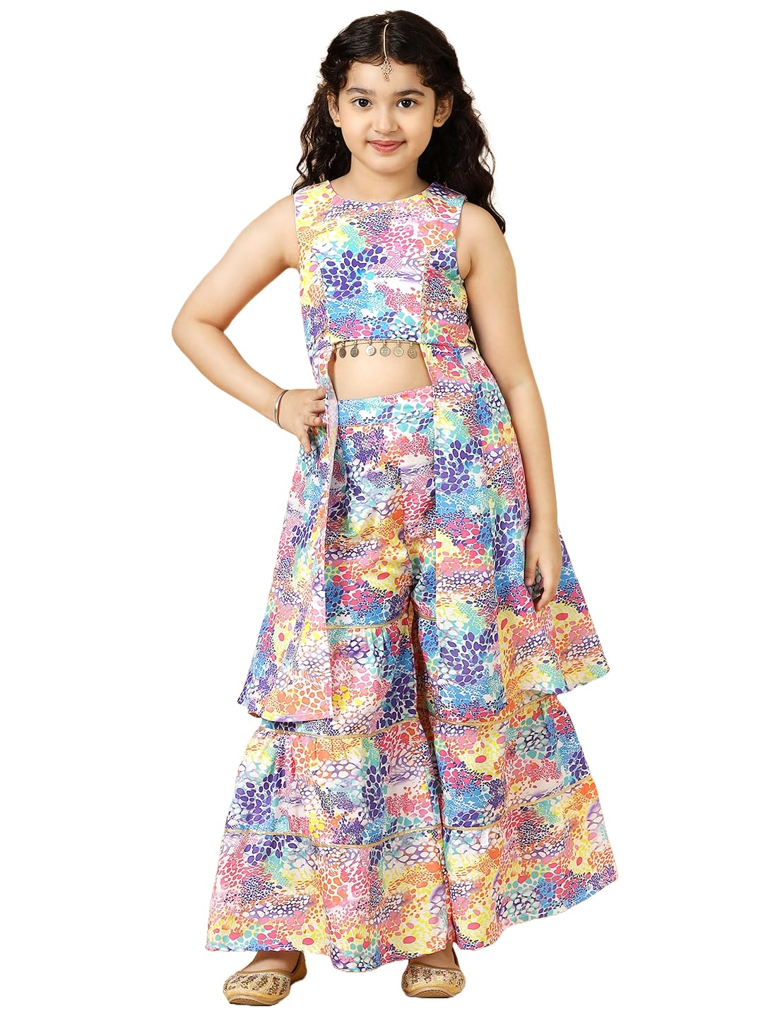 A.T.U.N. (ALL THINGS UBER NICE) Girls Multicolour Printed Tier Sharara Set