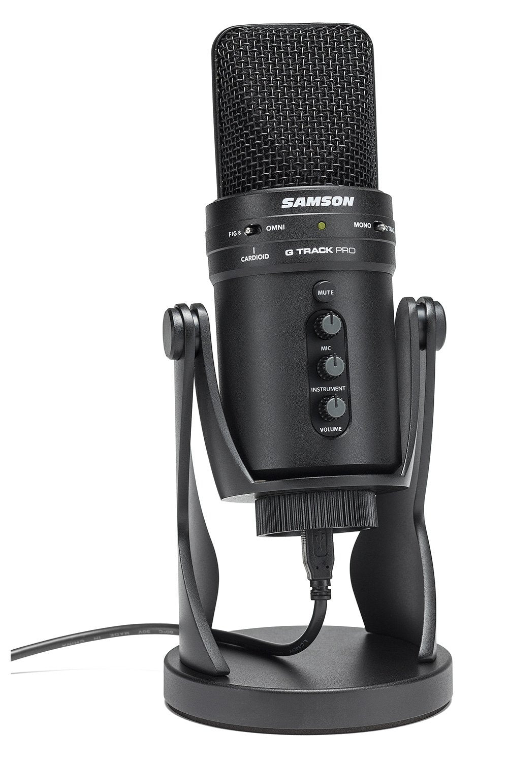 Samson G-Track Pro USB Condenser Microphone, Black, Zinc Material, Professional Audio Interface