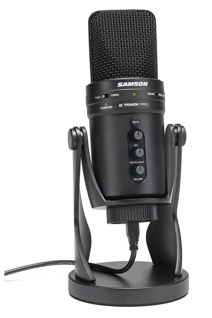 Samson G-Track Pro USB Condenser Microphone, Black, Zinc Material, Professional Audio Interface