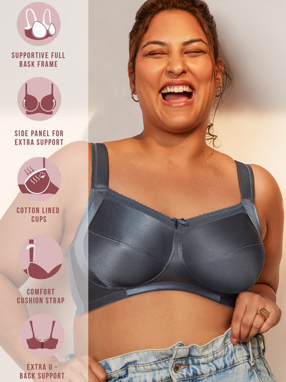 Nykd Everyday Cotton Minimiser WomenS Full Coverage Bra For Heavy Bust Seamless Non-Padded, Wireless Bra, Nyb042, Light Blue, 3