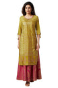 Aurelia Yellow Foil Hand Work Regular Kurta
