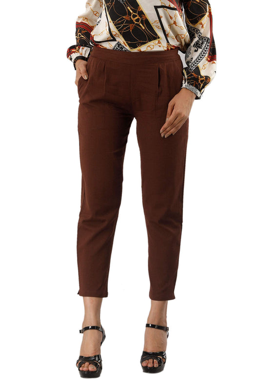 Digital Shopee Women Cotton Trouser Pant | Regular Fit Casual Trouser For Girls And Womens Brown|5Xl