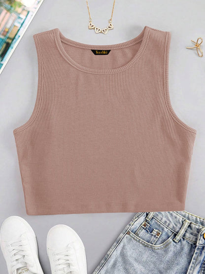 Toochki Tops for Woman | Spandex Top | Crop | Short | Western | for Jeans | Sleeveless | Stretchable | Dark Beige