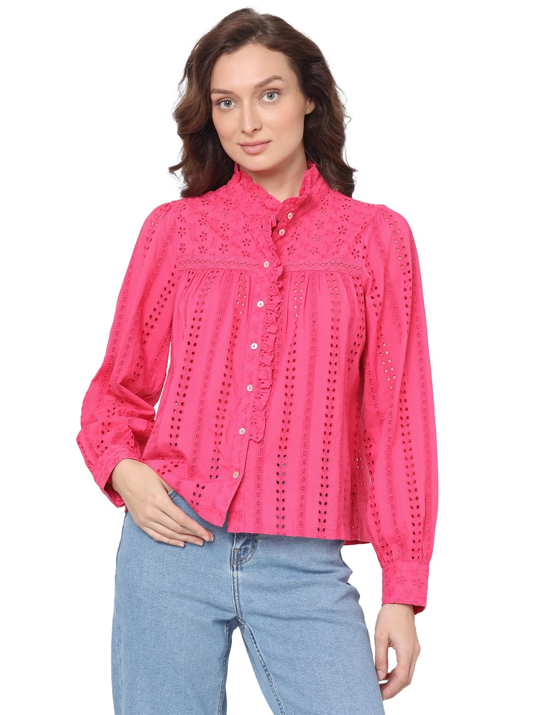 Vero Moda Pink Schiffli Shirt