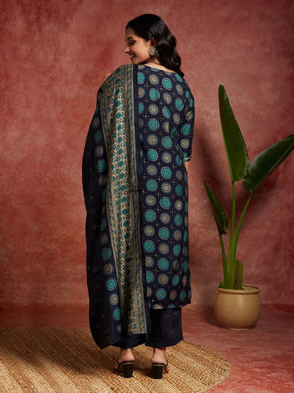 Libas WomenS Silk Blend Kurta Set (34636_Blue