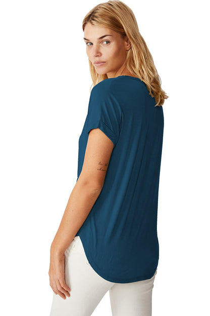 Fabricorn Combo Of Three Plain Sage Green, Airforce Blue And Wine V-Neck Up And Down Cotton Tshirt For Women (Sage Green, Airfor