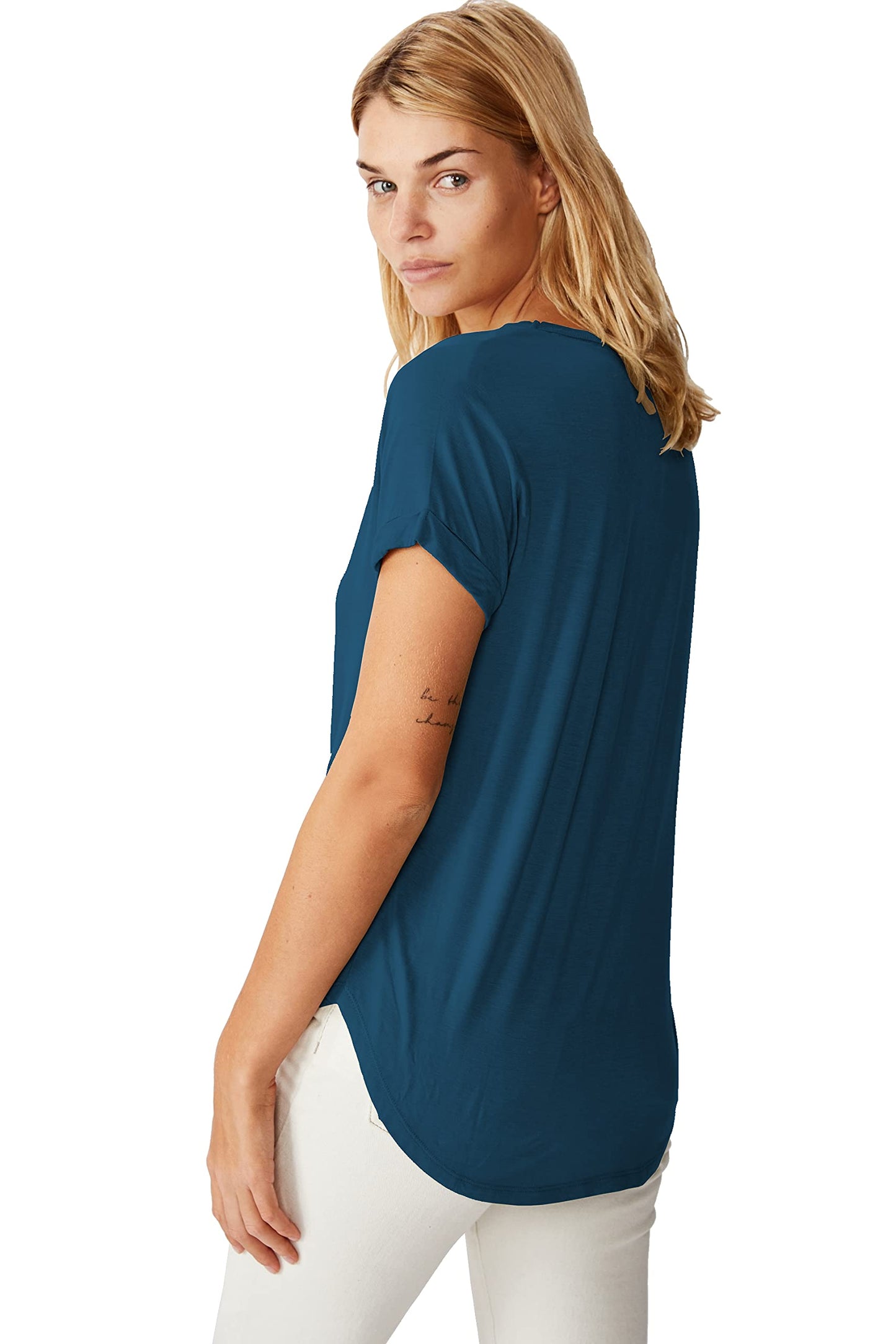 Fabricorn Combo Of Three Plain Mustard Yellow, Airforce Blue And Wine V-Neck Up And Down Cotton Tshirt For Women (Mustard Yellow
