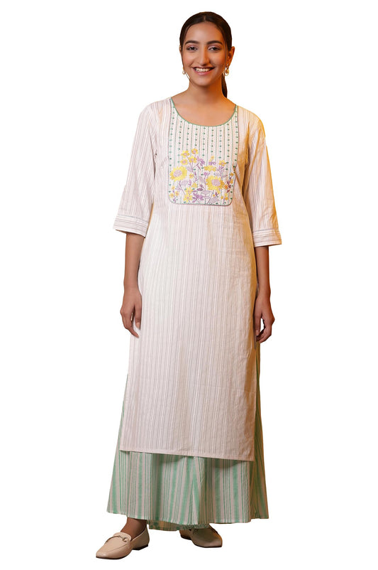 Aurelia Women's Floral Print Cotton Straight Kurta