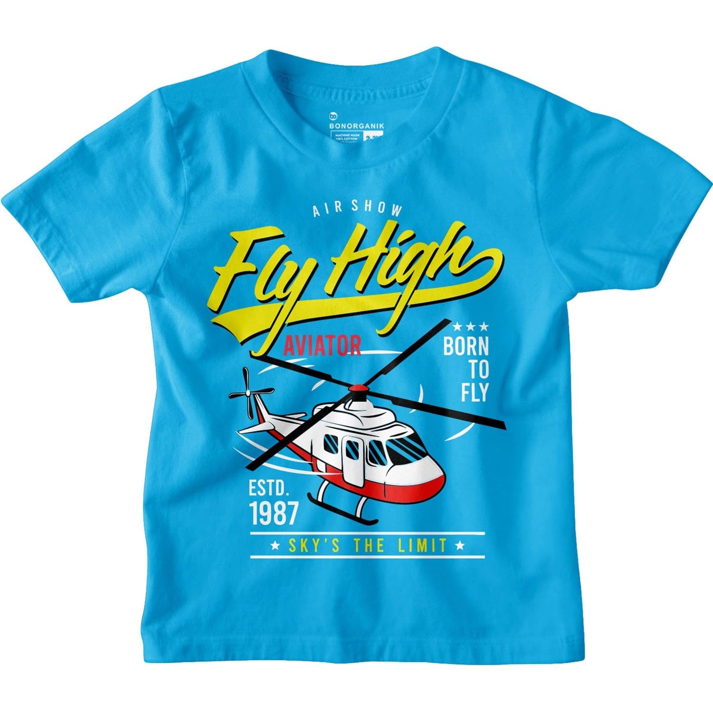 Bon Organik Boys Regular Fit T-Shirt (BON12168_Turquoise Blue