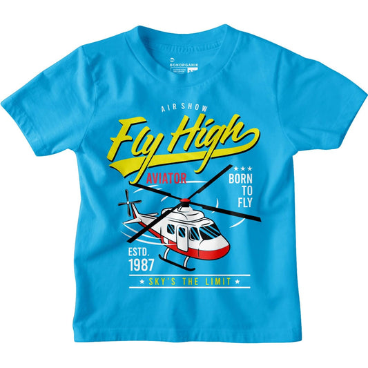 Bon Organik Boys Regular Fit T-Shirt (BON12168_Turquoise Blue