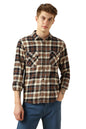 Dennis Lingo MenS Navy Blue Cotton Spread Collar Long Sleeves Checked Shirts