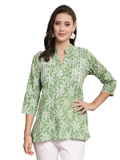 Stylum Womens Tropical Printed Cotton Empire Top