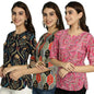 Pinkmint Women Combo Tunic Top for Women ll Fancy Crape Girls Tops ll Regular Fit Casual top (Pack of 3)