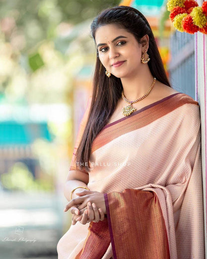 Flosive Ayn WomenS Present Banarasi Soft Lichi Silk Saree Beautiful Jacquard Rich Pallu Design Work 4501 Zari Woven Kanjivaram