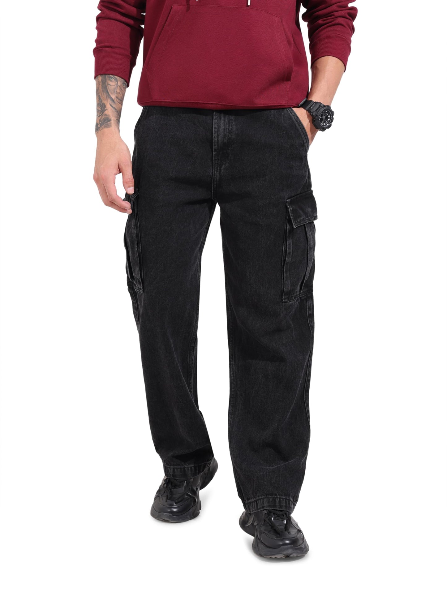 The Indian Garage Co Mens Mid-Rise Relaxed Fit Jeans