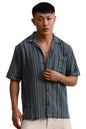 Hubberholme Multi Cotton Spread Collar Short Sleeves Striped Regular Fit Shirts