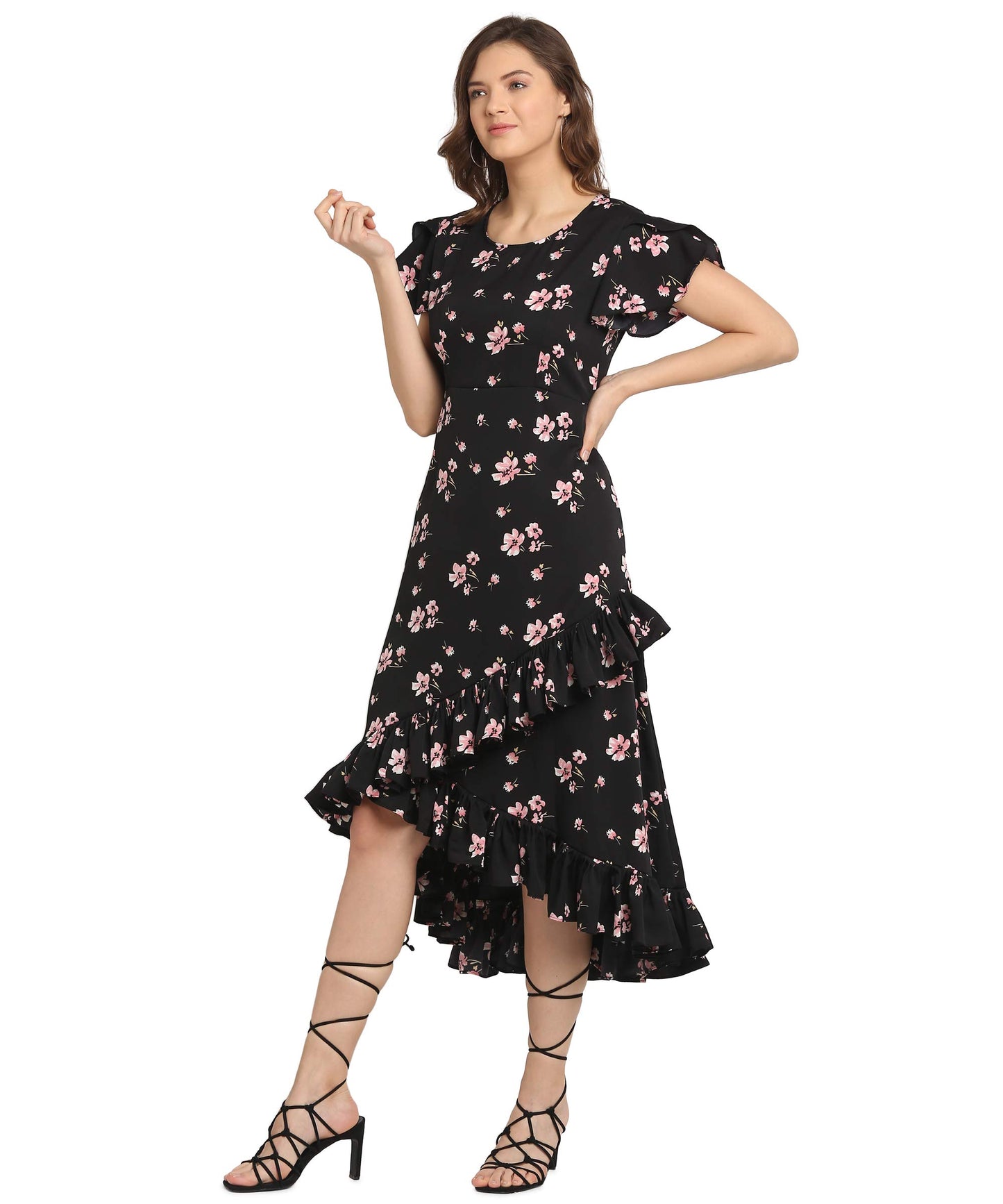 Oomph! Dress For Women Stylish| Summer Vacation Style |Floral Print Wrap Maxi |Lightweight Flared Maxi Dress For Casual & Holida