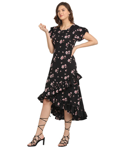 Oomph! Dress For Women Stylish| Summer Vacation Style |Floral Print Wrap Maxi |Lightweight Flared Maxi Dress For Casual & Holida
