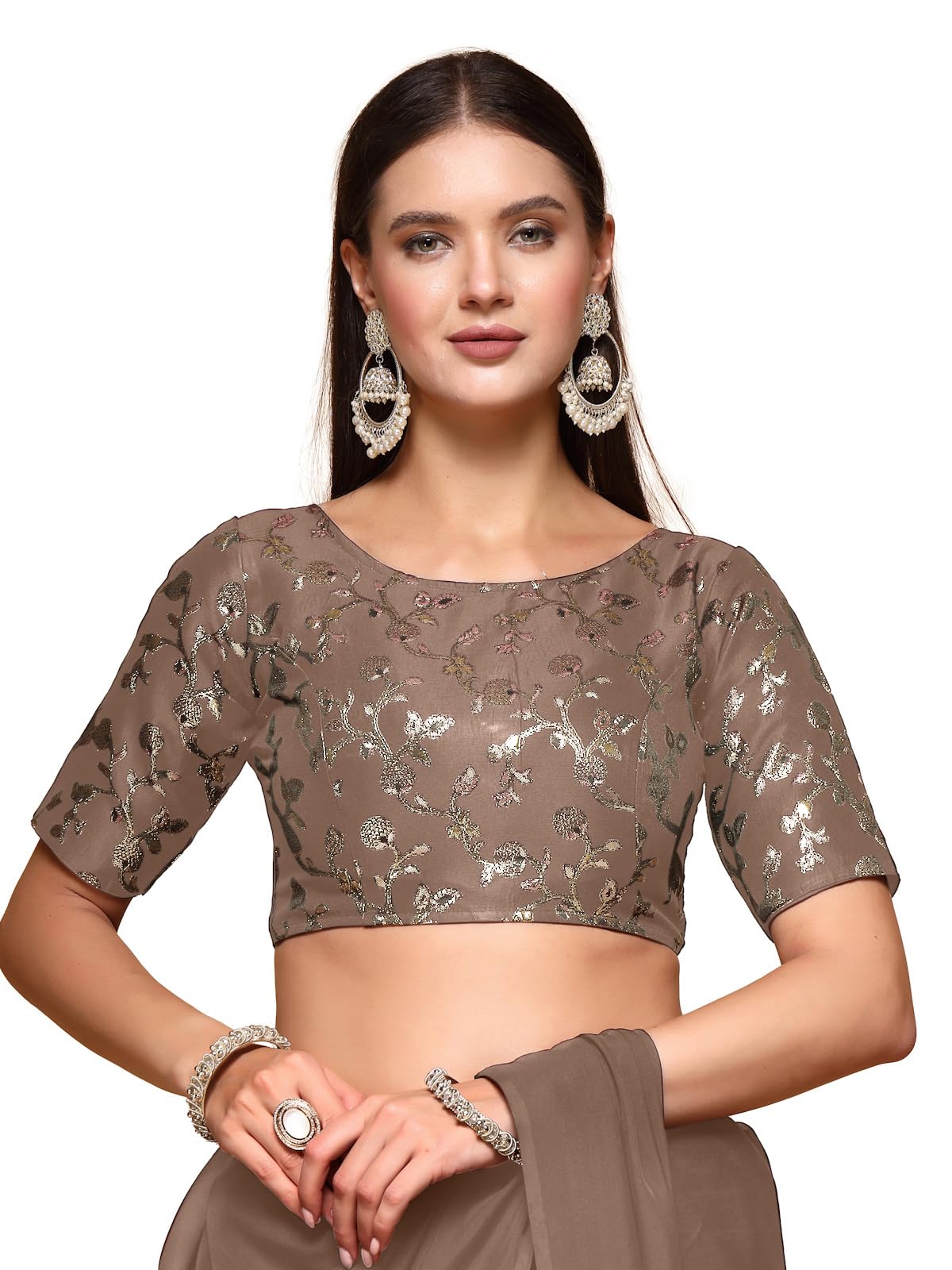 Oomph! Readymade Blouse For Women, Brocade, Boat Neck, Rbbl493