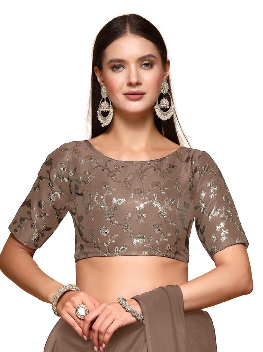 Oomph! Readymade Blouse For Women, Brocade, Boat Neck, Rbbl493