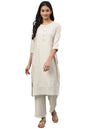 Aurelia Women's Beige Solid Kurta With Straight Palazzo
