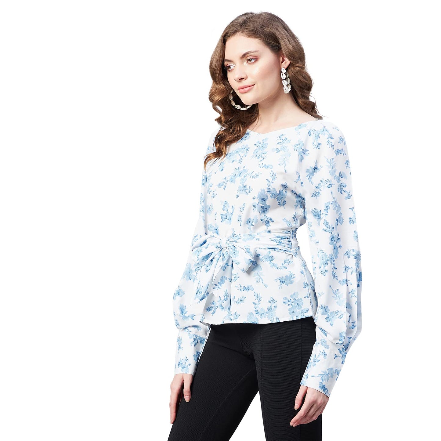 Rare Women Casual SkyBlue Colour V-Neck Solid Regular Top