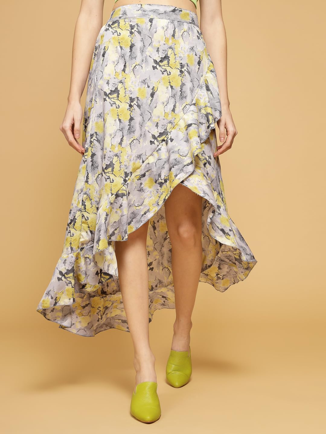 OOMPH! Long Skirts for Women Yellow - msk079