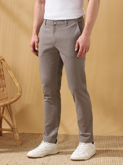 Dennis Lingo Men Straight-fit Cotton Chinos Grey