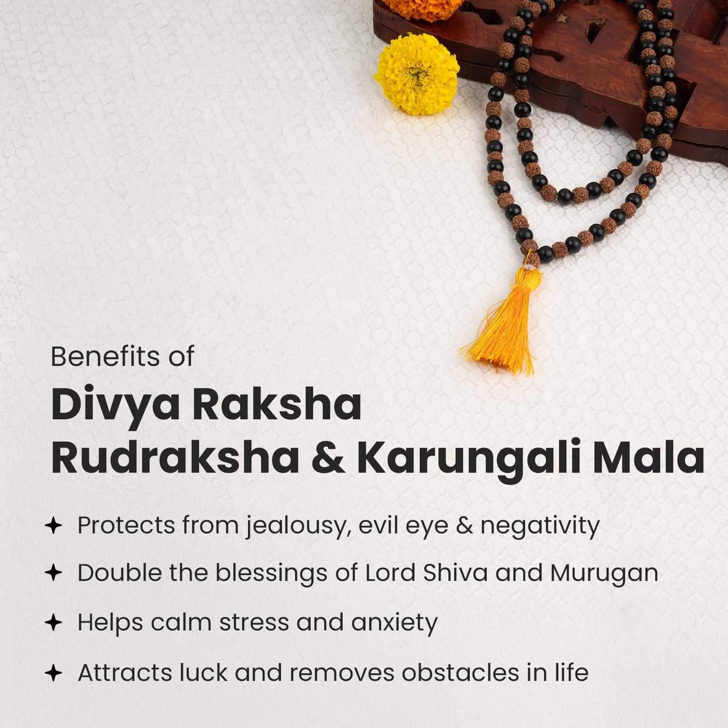 Astrotalk Divya Rudraksha Karungali Mala 8mm 108+1 Beads | Original Rudraksha and karungali malai for Protection & Peace | Jap Mala for Meditation | Gift for Man & Woman | Premium Gift Box