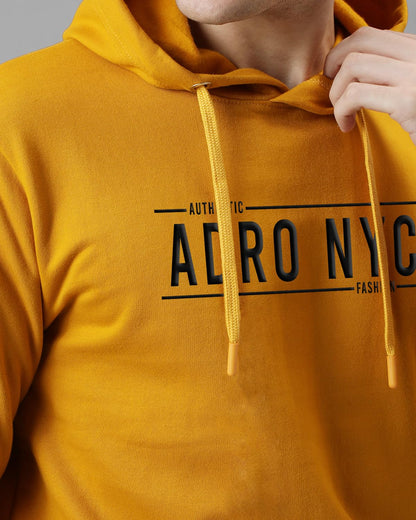 ADRO Men's Cotton Neck Hooded Sweatshirt (H24-ADRO-MU_Mustard